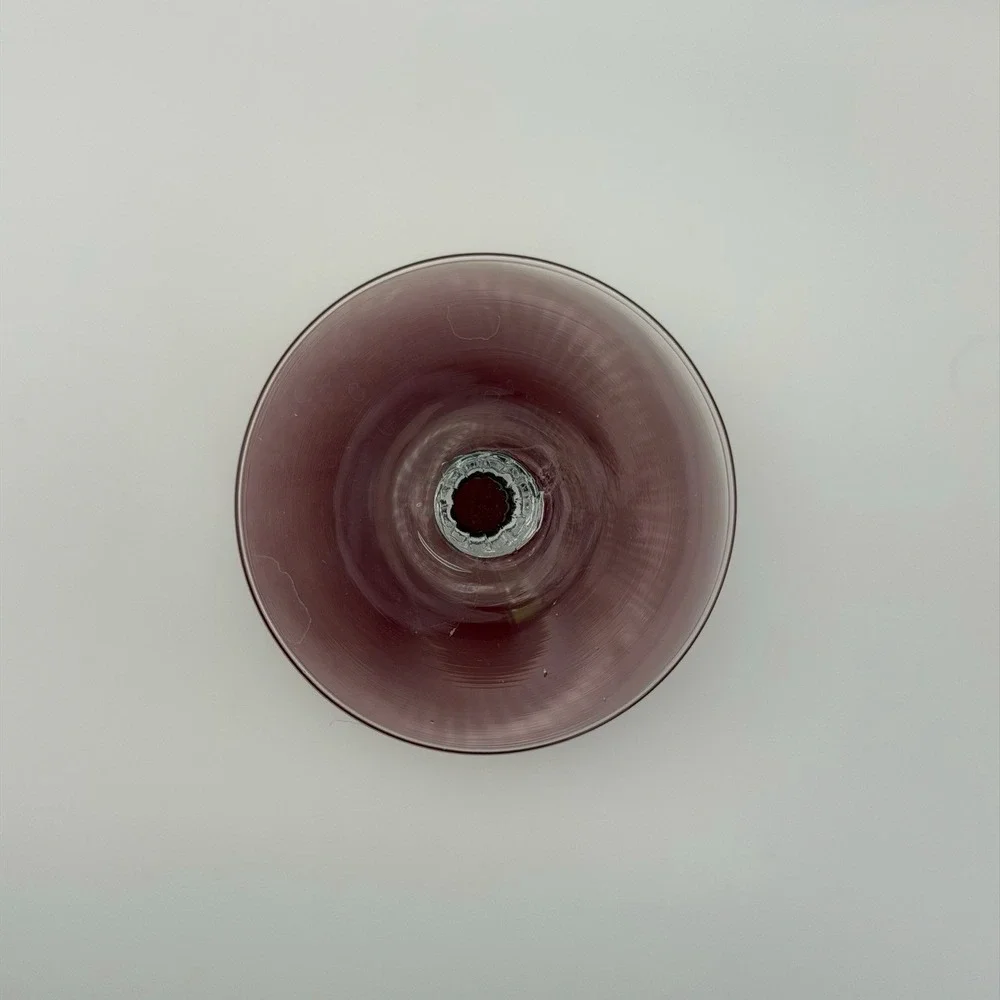 Vintage Cranberry‎ Red Glass Goblets Set 4 Clear Stem Water Wine Glasses 5.25